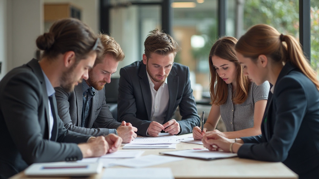 Brainstormsessie waarbij mensen samenwerken rond een tafel vol ideeÃ«n